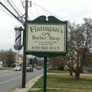 Flanagan's Barber Shop sign